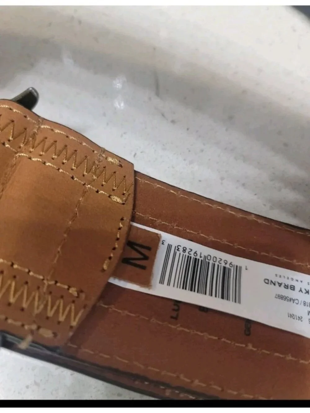 Lucky Brand Womens Medium Leather Belt Boho Plaque Buckle NWT Brown